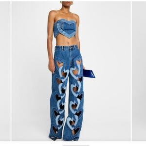 AREA Heart Cutout Denim Jeans